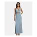 XSCAPE Womens Light Blue Beaded Sleeveless V Neck Maxi Sheath Formal Dress Size 10P