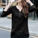 Women's Slub Cotton Long-Sleeved T-shirt Tops Loose Plus Size Solid Color Base Shirt