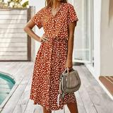 SweetCandy Womens Dresses Women's Wave Point Dresses Plus Size Fashion Summer Long Sleeve Lady Dress for Holiday
