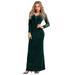 Ever-Pretty Womens Long Sleeve Formal Evening Dresses for Women 07394 Green US4