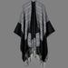 Vintage Women Knitted Shawl Poncho Faux Cashmere Plaid Check Tassel Oversized Warm Long Winter