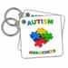 3dRose Autism Awareness Colorful Puzzle Pieces - Key Chains, 2.25 by 2.25-inch, set of 2