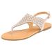 Dream Pairs Women's Classic Flip Flop Flat Sandals Fashion T-Strap Rhinestone Sandals Cut Out Thong Sandals Medinie Nude Size 10