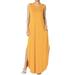 TheMogan Women's PLUS Sleeveless Loose Solid Curved Slit Hem Long Maxi Dress