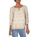 Lauren Ralph Lauren Womens Round Neck Eyelet Blouse