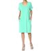 TheMogan Women's PLUS Jersey Cuffed Short Sleeve V-Neck Boxy Pocket T-Shirt Dress