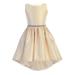 Sweet Kids Girls Champagne Shiny Satin Hi-Low Cocktail Easter Dress