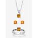 Women's 3-Piece Birthstone .925 Silver Necklace, Earring And Ring Set 18" by PalmBeach Jewelry in November (Size 4)