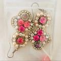 Anthropologie Jewelry | Anthropologie Pink Crystal Earrings | Color: Red/Silver | Size: Os