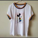 Disney Shirts | Disney Parks Mens Mickey Mouse Rainbow Pride Tee | Color: White | Size: Xl