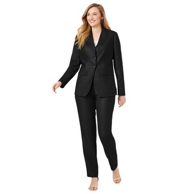 Plus Size Women's 2-Piece Stretch Crepe Single-Breasted Pantsuit by Jessica London in Black (Size 28 W) Set