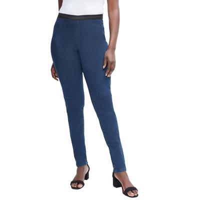 Plus Size Women's Stretch Denim Straight-Leg Jegging by Jessica London in Medium Stonewash (Size 24 P) Jeans Legging
