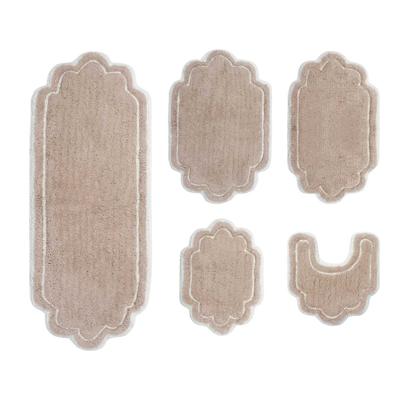 Allure 5 Piece Set Bath Rug Collection by Home Weavers Inc in Linen