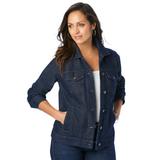 Plus Size Women's Classic Cotton Denim Jacket by Jessica London in Indigo (Size 20) 100% Cotton Jean Jacket