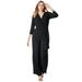 Plus Size Women's Wide Leg Knit Jumpsuit by The London Collection in Black (Size 16)