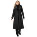Plus Size Women's Long Wool-Blend Coat with Faux Fur Collar by Jessica London in Black (Size 18)
