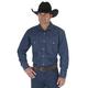 Wrangler Men's Western Long Sleeve Snap Firm Finish Work Shirt - Blue - 18.5 Inches Neck 37 Inches Sleeve