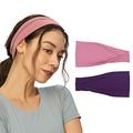 Lulucheri The Perform Damen-Haarbänder, rutschfest, schweißableitend, elastisch, für Yoga, Laufen und Training, (Ballerina Pink + auberginenlila)