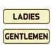 Signs ByLITA Standard Ladies Gentlemen Restroom Sign Set - Black/Gold Small 2" X 6" Plastic in Brown | 3 H x 9 W x 1 D in | Wayfair AQS-LGRS-LIVRY