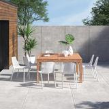 Lark Manor™ Anautica Square 8 - Person 59" Long Outdoor Dining Set Wood/Plastic/Teak in White | 31 H x 59 W x 59 D in | Wayfair