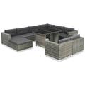 Dcenta 10 Pcs Sofa Set Furniture Sectional Lounge Chaise Cushioned Patio Garden Sets Outdoor Poly Rattan Gray