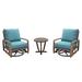 Courtyard Casual Avalon FSC Teak 3 Piece Motion Balcony Set with 2 Swivel Gliders and 1 Round End Table