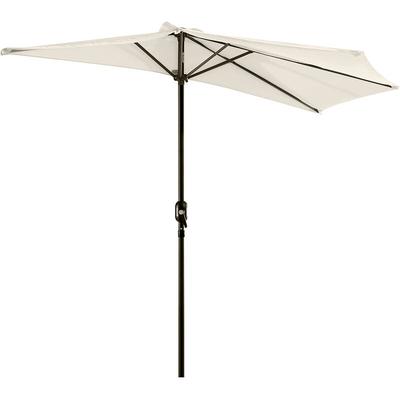 Sonnenschirm Kurbelschirm Gartenschirm Schirm Marktschirm, Metall, halbrund, Cremeweiß+Schwarz