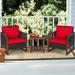 3 Pcs Patio Wicker Furniture Sofa Set with Wooden Frame and Cushion - 26" x 27.5" x 31" (L x W x H)
