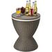 Versatile 3-Piece Outdoor Rattan Bar Table with Expandable Tabletop - 19'' x 22.5''(H)
