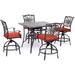 Hanover Traditions 5-Piece High-Dining Set in Red with a 42 In. Square Cast-Top Table