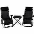 Arlmont & Co. Rowell Zero Gravity Reclining Sun Lounger Set w/ Table Metal in Black | 44.5 H x 26 W x 39.5 D in | Outdoor Furniture | Wayfair