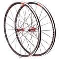 Zyy Carbon Fiber Road Bike Wheels 700C Clincher Wheelset Quick Release 30 MM C/V-Brake Ultra-Light Bicycle Bike Wheel Set for 8/9/10/11 Speed Freewheel Set (Color : Red, Size : 700C)