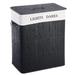 Double Rectangle Bamboo Hamper Laundry Basket-1PC Black - 21" x 13" x 25"(L x W x H)