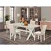 East West Furniture Table Set- a Dining Table with X-Legs & Light Beige Linen Fabric Person Dining Chairs.(Pieces Options)