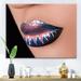 East Urban Home Creative & Fashion Make up on Woman Lips - Photograph on Canvas Metal in Blue | 16 H x 32 W x 1 D in | Wayfair