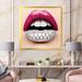 East Urban Home Woman Lips w/ Pink Lipstick Diamonds - Photograph on Canvas Canvas, Cotton in White | 36 H x 36 W x 1.5 D in | Wayfair