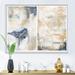 East Urban Home Abstract Pink Gold Beige & Dark Pastel Strokes - Floater Frame Painting on Canvas Metal in Blue/Brown | 16 H x 32 W x 1 D in | Wayfair