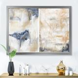 East Urban Home Abstract Pink Gold Beige & Dark Pastel Strokes - Picture Frame Painting on Canvas Metal in Blue/Brown | 16 H x 32 W x 1 D in | Wayfair