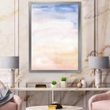 East Urban Home Pastel Abstract w/ Dark Pink & Beige Spots - Picture Frame Painting on Canvas in Blue | 24 W in | Wayfair