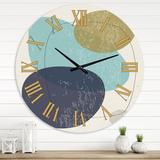 East Urban Home Minimal Elementary Organic & Geometric Compostions XXXIX - Modern wall clock Metal in Blue | 23 H x 23 W x 1 D in | Wayfair