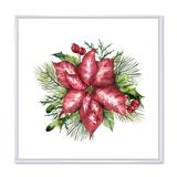 East Urban Home Holly Mistletoe Berries & Christmas Fir Branch III - Painting on Canvas in Red/White | 16 H x 16 W x 1 D in | Wayfair