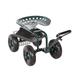 Kinbor Garden Cart Rolling Work Seat Patio Wagon Scooter w/ Extendable Steer Handle, Tool Tray