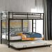 AOOLIVE Twin Over Twin Metal Bunk Bed with Trundle, Black