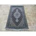 Hand Knotted Black Mahi Tabrez with Wool & Silk Oriental Rug (3' x 5'4") - 3' x 5'4"
