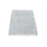 Hand Knotted Ivory Transitional with Wool & Silk Oriental Rug (2'1" x 3'1") - 2'1" x 3'1"