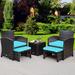 Costway 5PCS Patio Rattan Wicker Furniture Set Sofa Ottoman Cushion