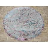 Hand Knotted Beige Modern with Wool & Silk Oriental Rug (6'7" x 6'7") - 6'7" x 6'7"