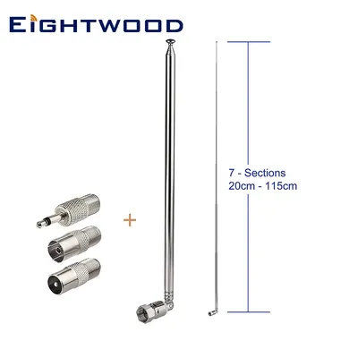 EIGHTWOOD-Antenne de remplacement pour radio FM 115cm 7-spam télescopique pour système de