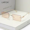 Lure CXI-Lunettes de Soleil Rectangulaires Sans Monture pour Homme et Femme Tea Rose Bleu