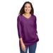 Plus Size Women's Perfect Three-Quarter Sleeve V-Neck Tee by Woman Within in Plum Purple (Size 3X) Shirt